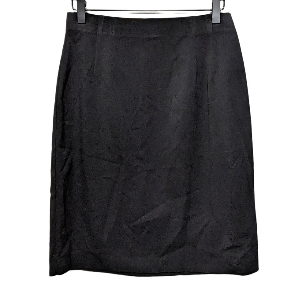 Savion 8 Black Straight Pencil Vintage Skirt Back Zip Closure Women's Back Slit